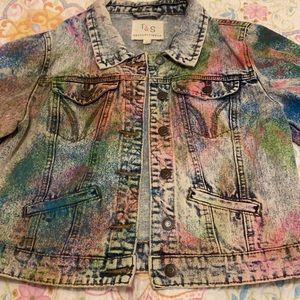 Girls Colorful Jean Jacket Size L Thread and Supply Brand 😊